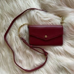 Stella and Max Cranberry Red Leather Crossbody Wallet